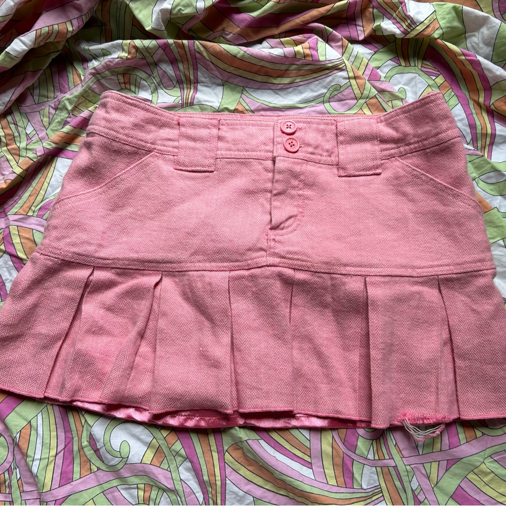 Aeropostale Y2k Low Rise Pink Pleated Mini/Micro Skirt, Size 7/8